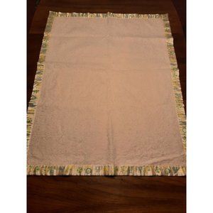 Vtg Triboro Baby Blanket Pink w/Satin Edge w/Lions Horses Blocks Lambs + Lovey